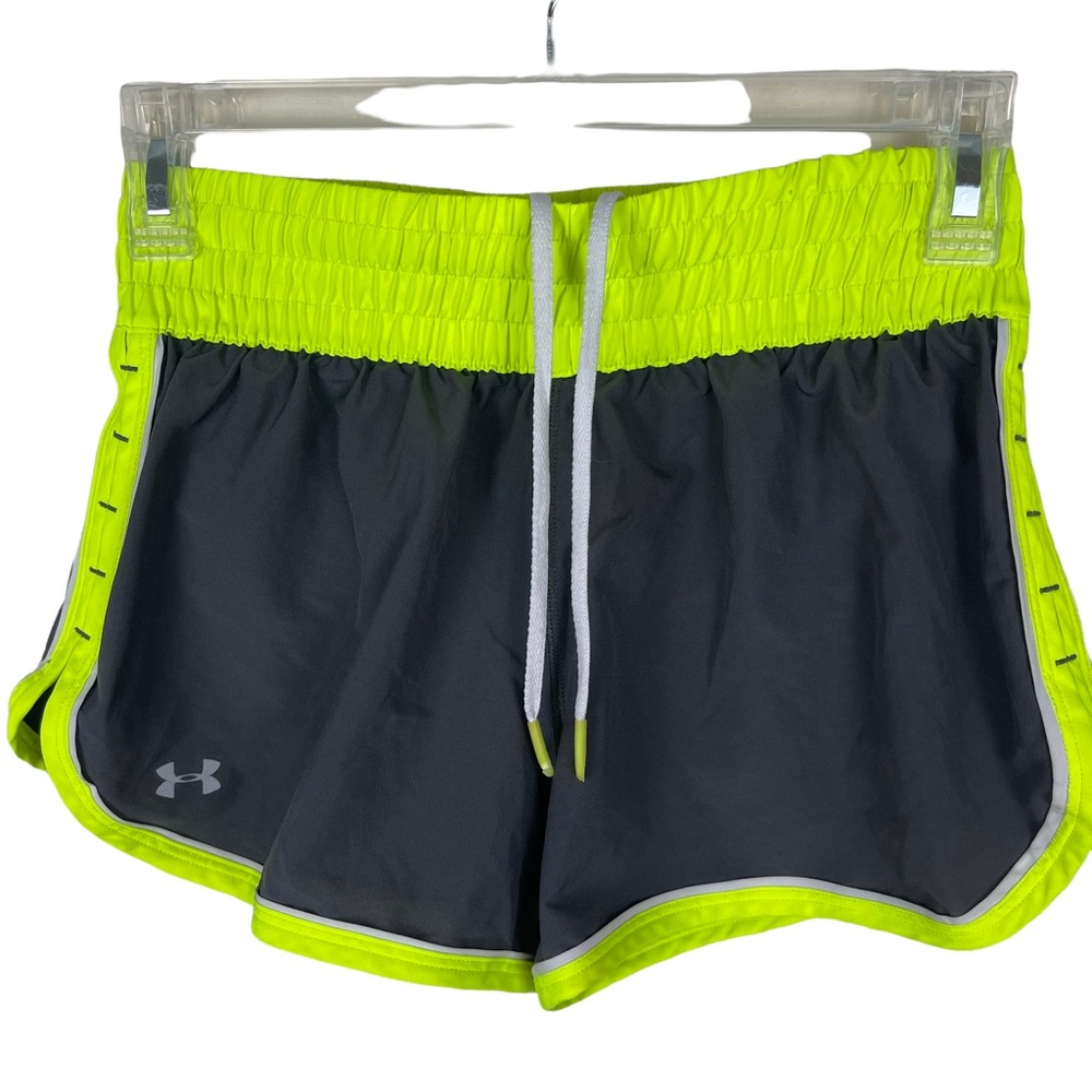 Under Armour Gray and Green Neon Running Shorts Size XS‎